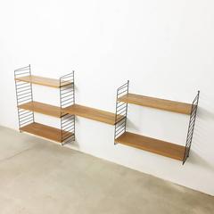 Original 1960s Modular String Wall Unit in Elmwood by Nisse Strinning, Sweden