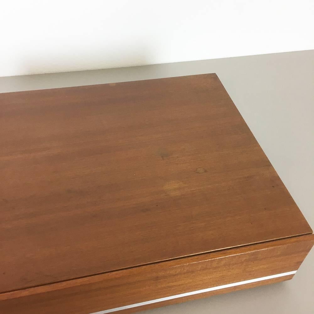 Mid-Century Modern Minimalistic 1960s Walnut Teak Vinyl Record Storage Box by Dual Made in Germany