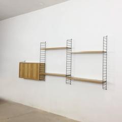 Original, 1960s Modular String Wall Unit in Ash Wood by Nisse Strinning, Sweden