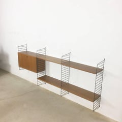 Original 1960s Modular String Wall Unit in Walnut by Nisse Strinning, Sweden
