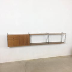 Original 1960s Modular String Wall Unit in Walnut by Nisse Strinning, Sweden