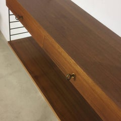 Original 1960s Modular String Wall Unit in Walnut by Nisse Strinning, Sweden