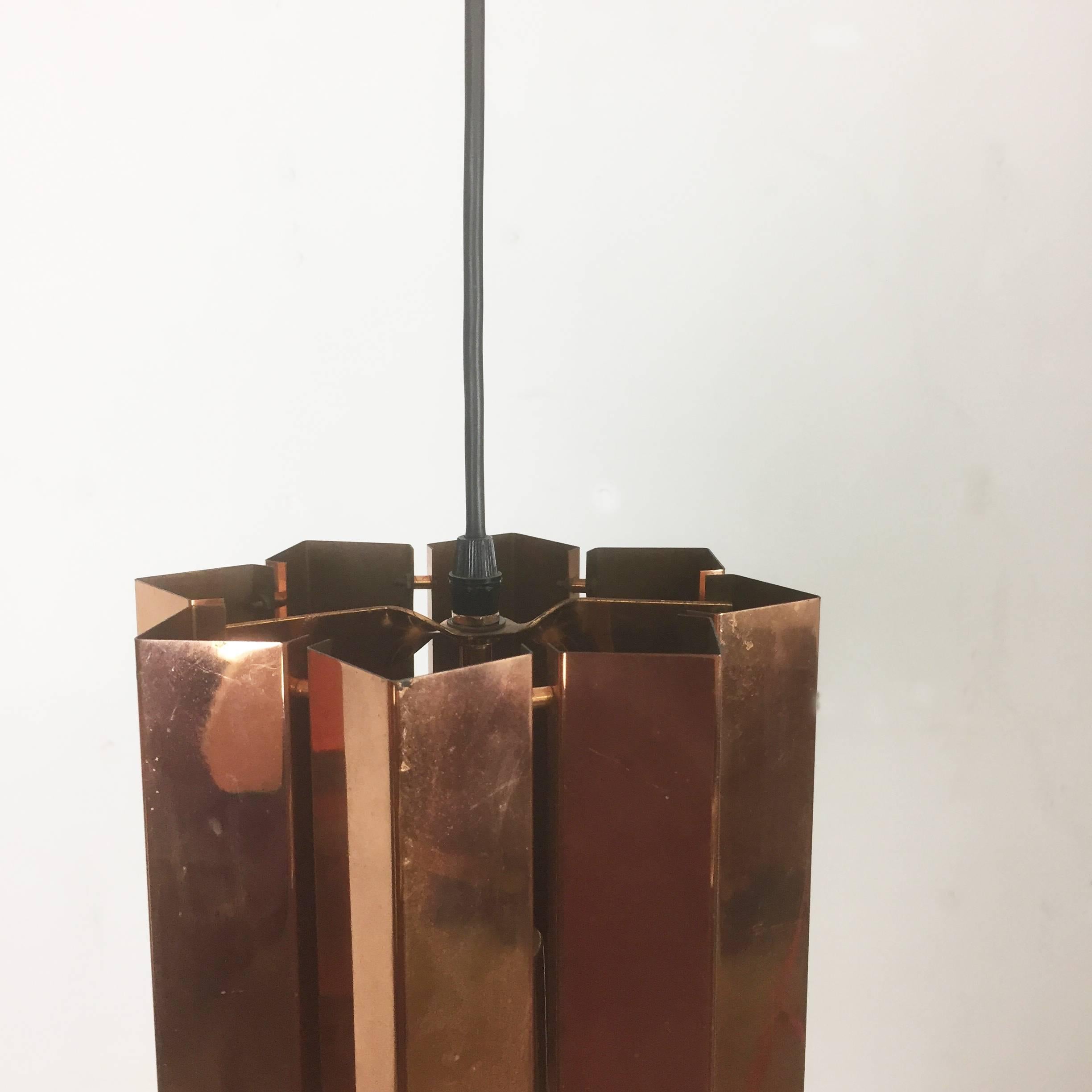 Metal Scandinavian Danish Hanging Lamp in Copper with Glass Balls, 1960s