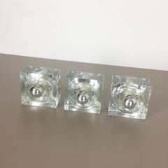 Set of Three Modernist 1970s Ice Cubes Glass Sconce Wall Light Made by WILA
