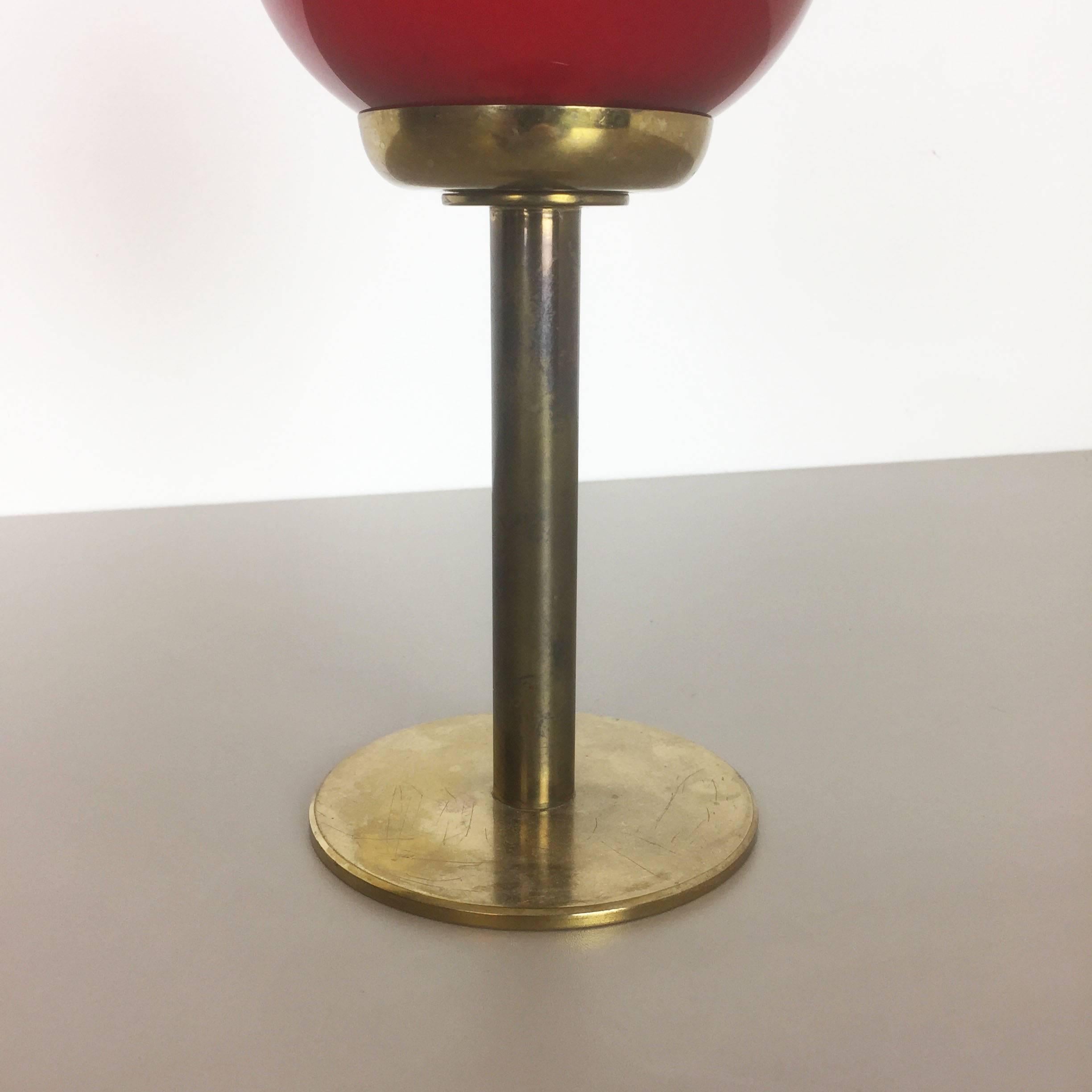 Swedish Vintage Red Glass and Brass CandleHolder by Hans-Agne Jakobsson, Sweden, 1950s