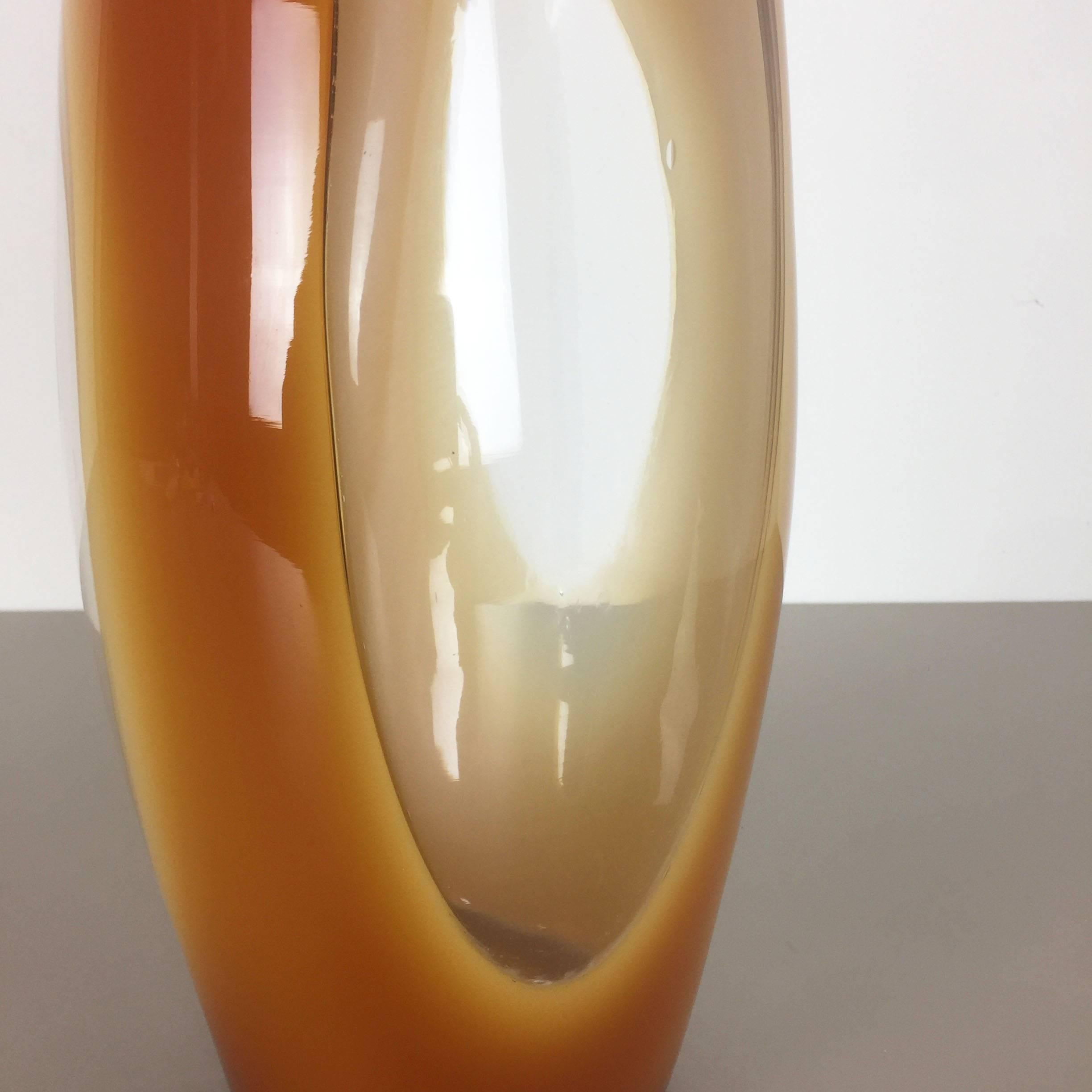 Original Extra Large 50cm Murano Summerso Handblown Glass Vase, Italy, 1970s In Excellent Condition In Kirchlengern, DE
