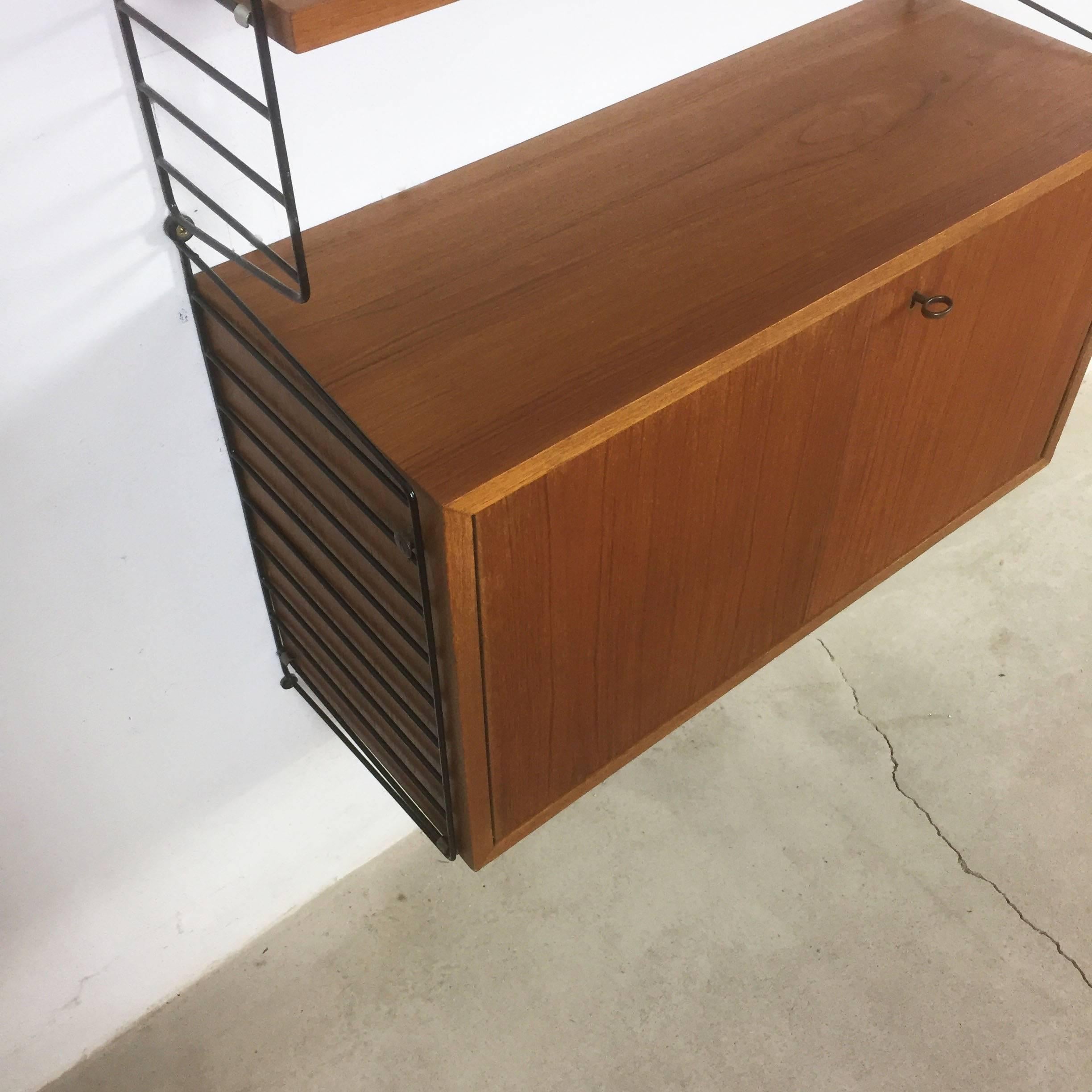 Mid-Century Modern Swedish Teak Wall Unit by Nisse Strinning for String, 1960s