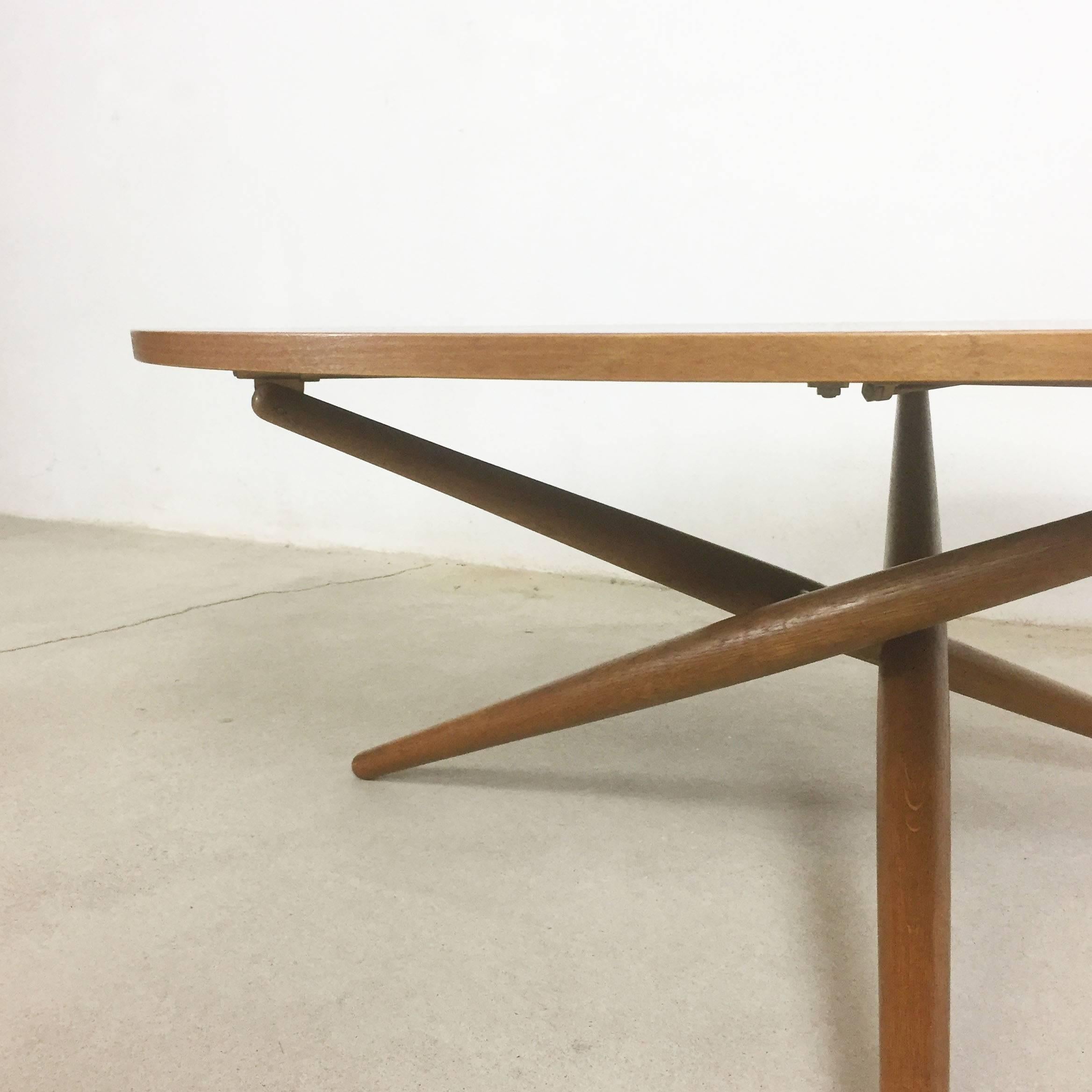 Swiss Height Adjustable ESS. TEE Teak Table by Jürg Bally for Wohnbedarf Zürich, 1950s