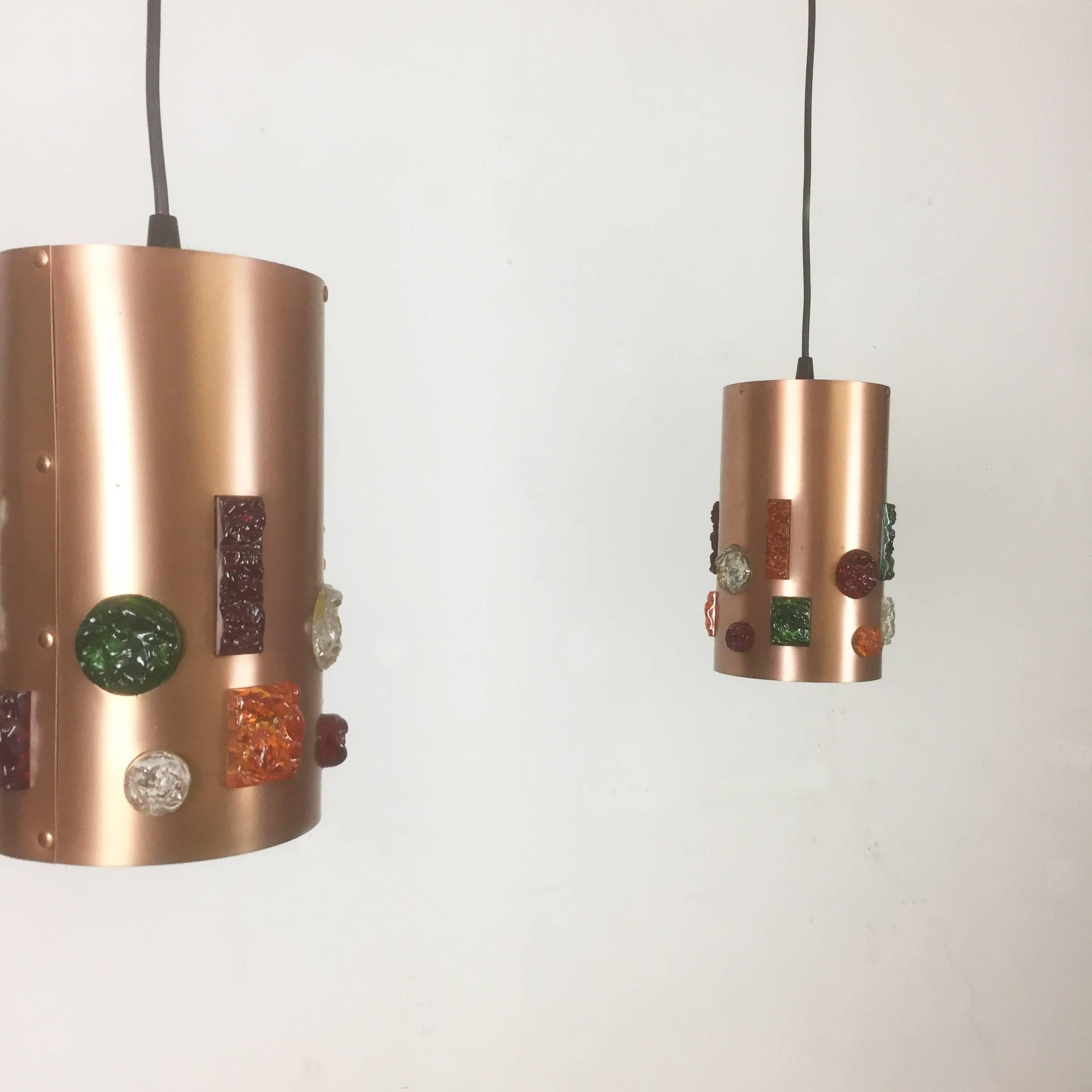 20th Century Set of Two Original German Copper Hanging Light, Germany, 1970s