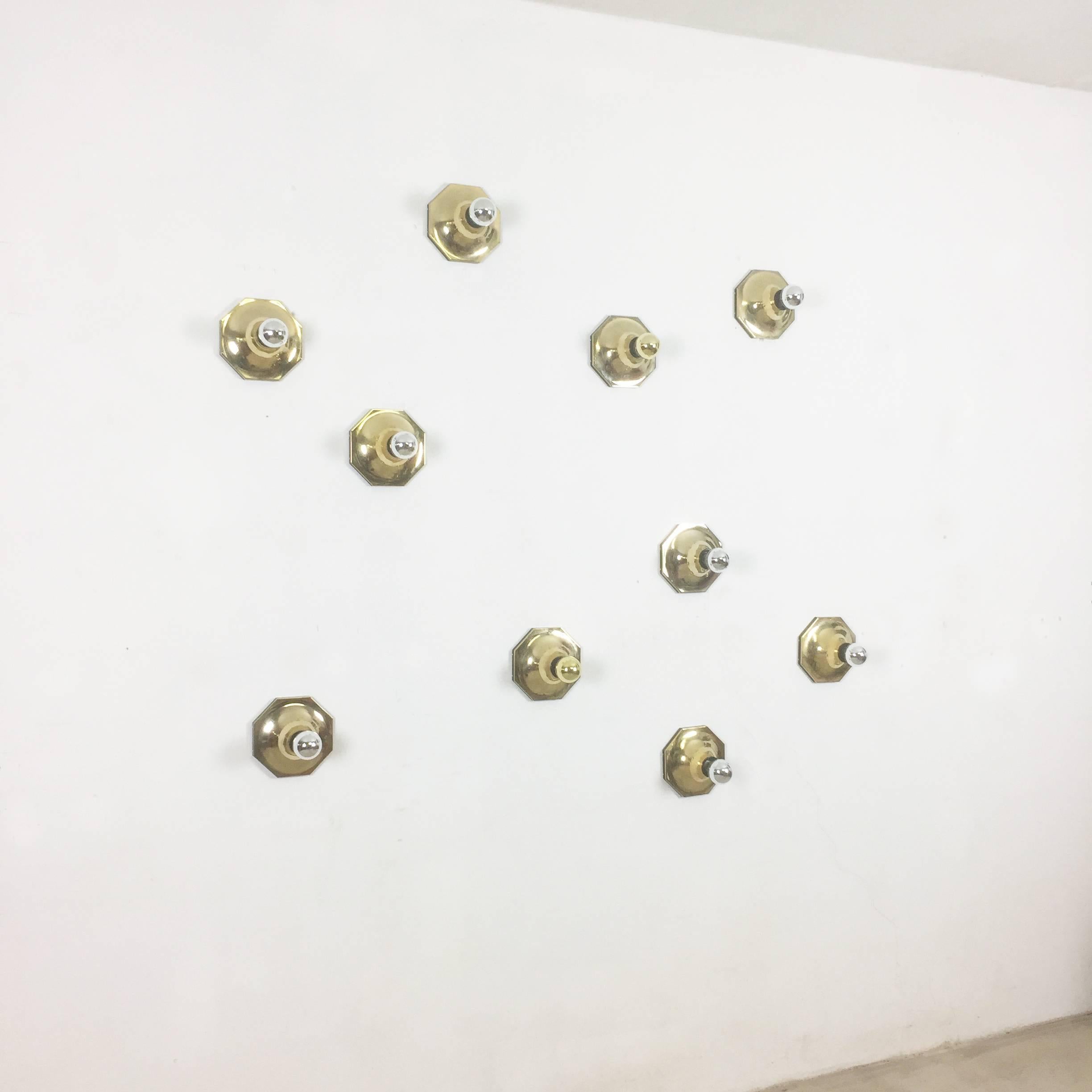 Set of Ten Golden Cubic Wall Lights by Motoko Ishii for Staff Lights, Germany 2