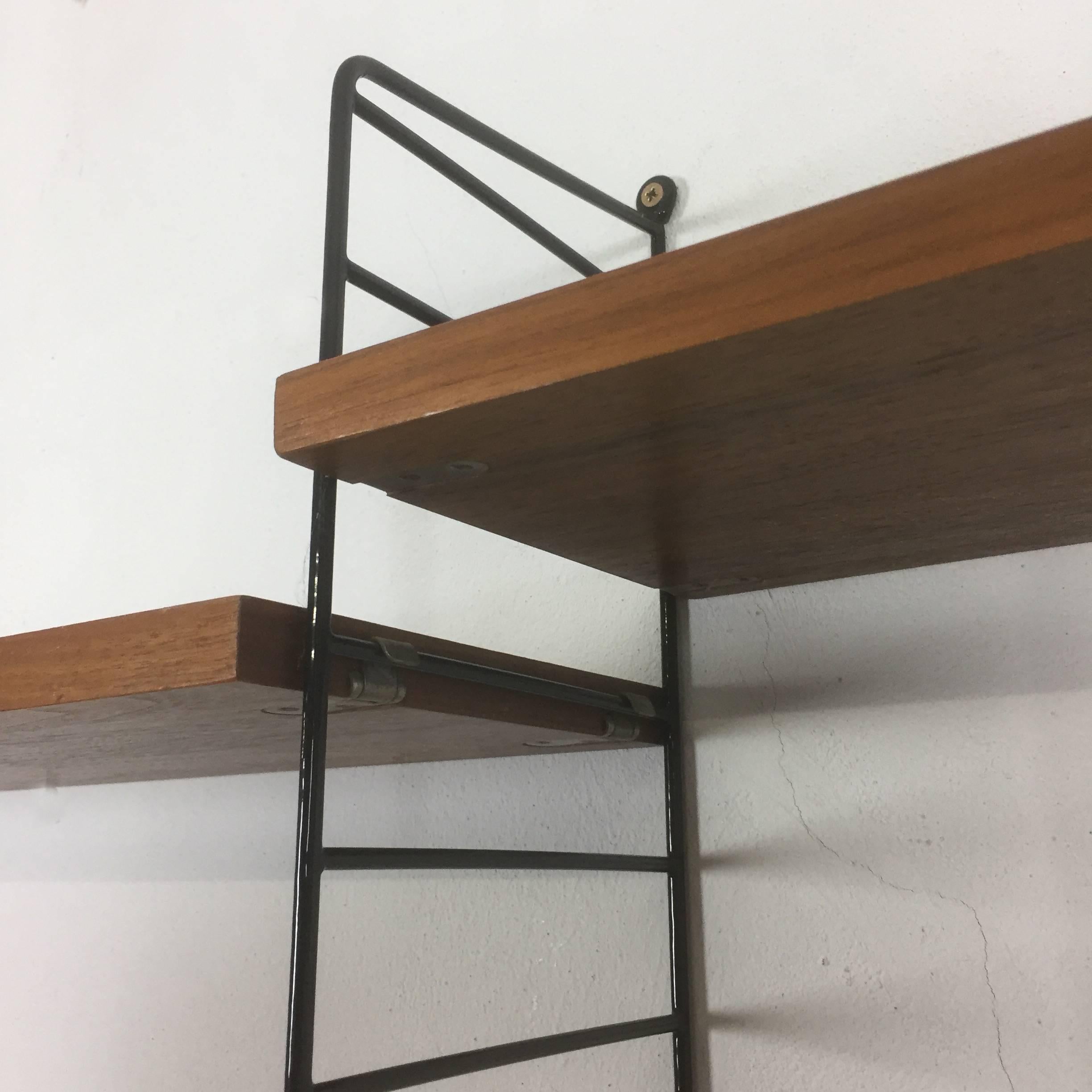 Metal Original Swedish String Walnut Wall Unit by Nisse Strinning for String, 1960s