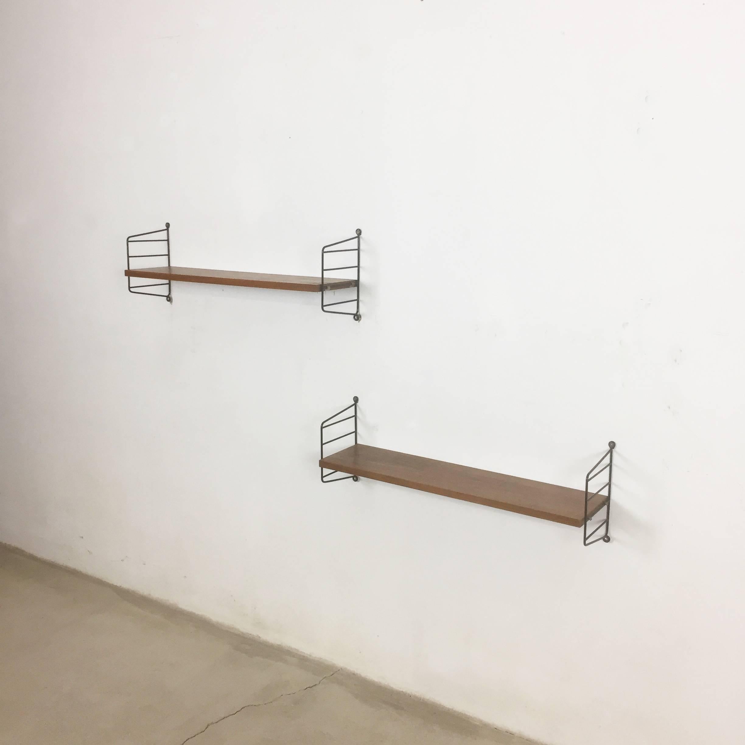 20th Century Set of Two String Walnut Wall Units Nisse Strinning String Design AB Sweden