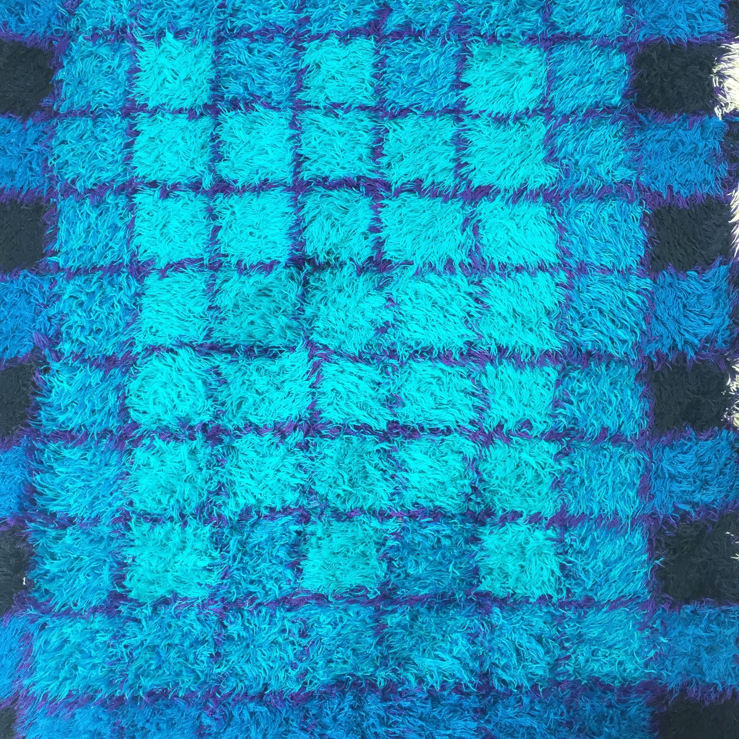 Danish Modern Pop Art Wool Rya Rug by Hojer Eksport Wilton, 1960s, Denmark In Good Condition In Kirchlengern, DE