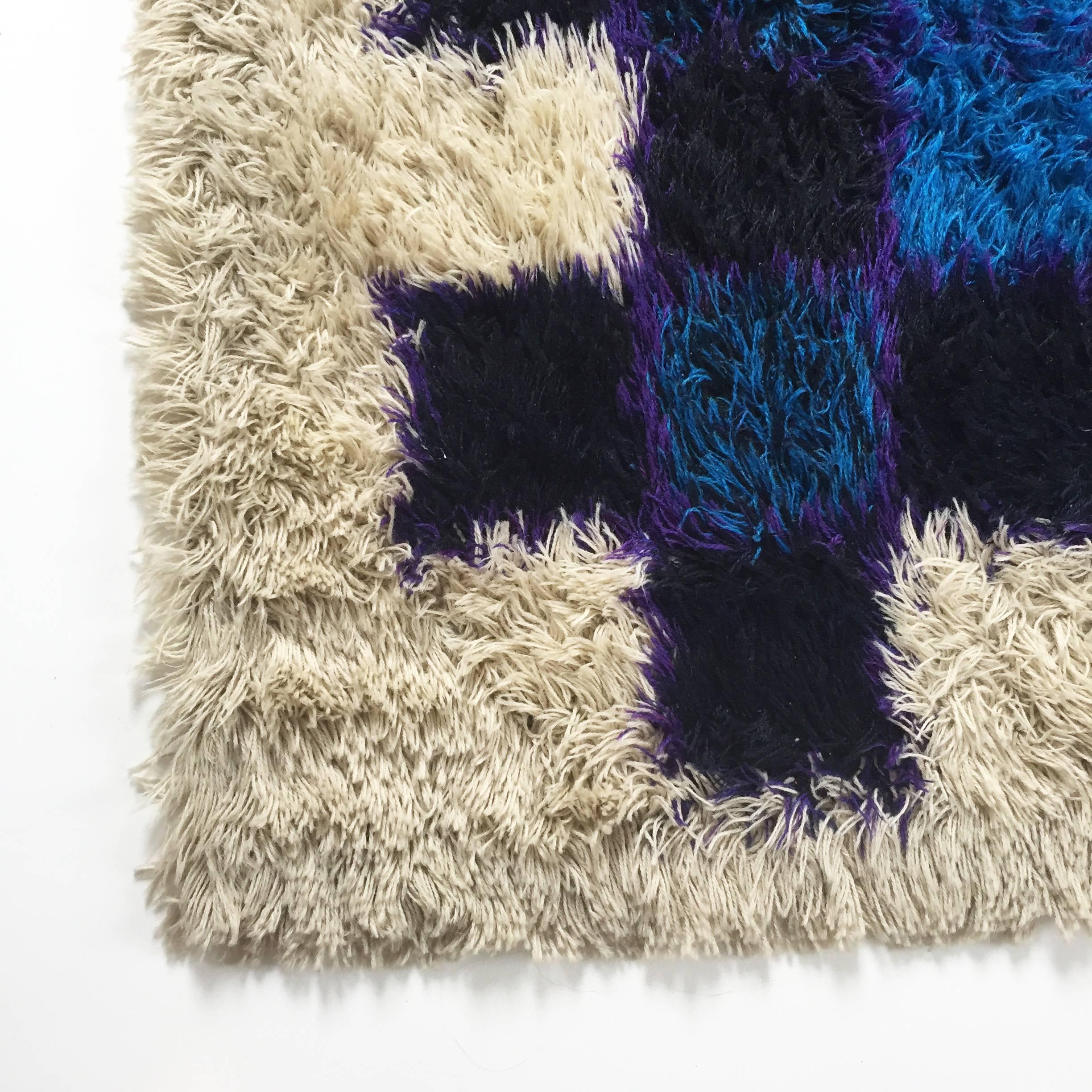 Danish Modern Pop Art Wool Rya Rug by Hojer Eksport Wilton, 1960s, Denmark 2