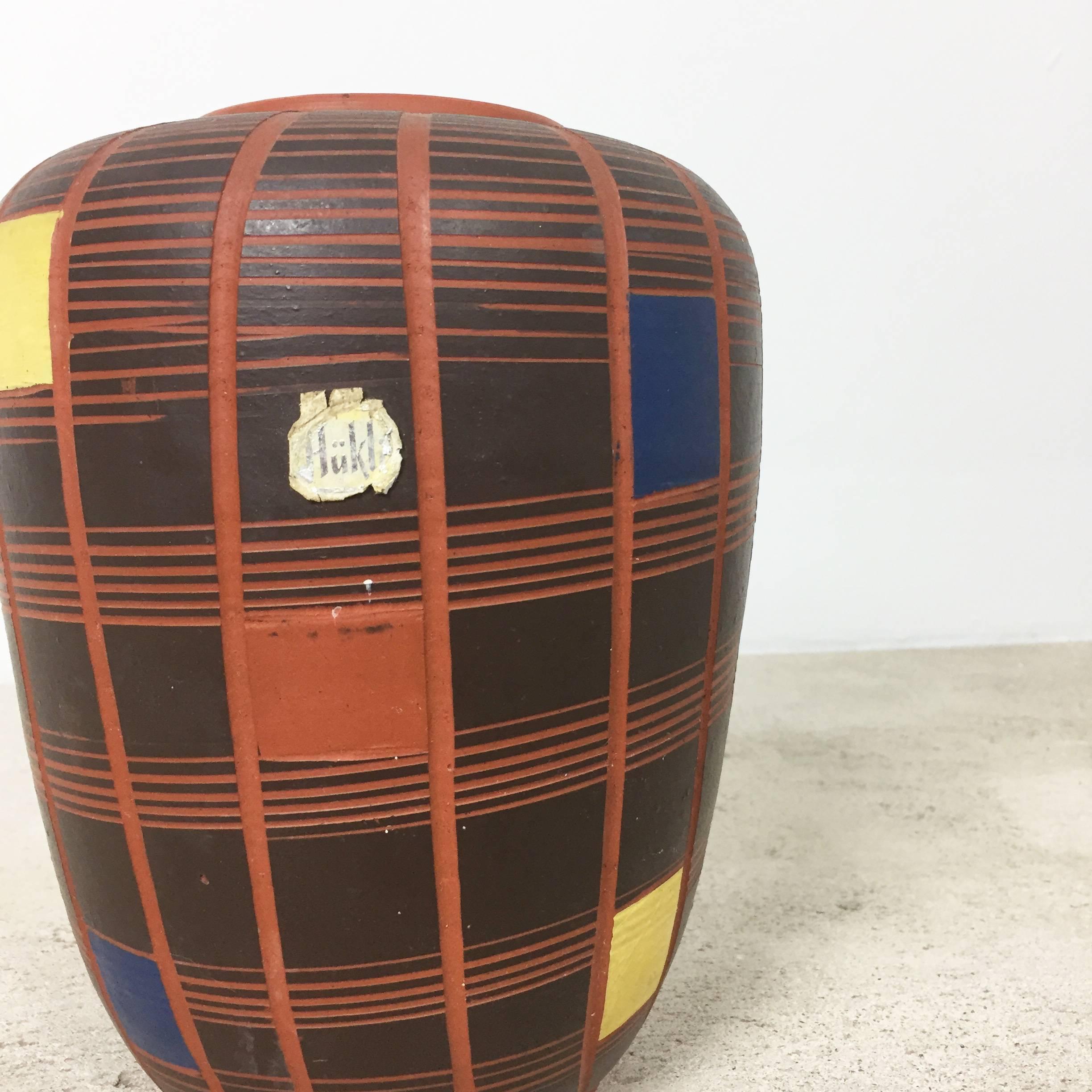 Mid-Century Modern Vintage 1960s Cubic Ceramic Pottery Vase by Hükli Ceramic, Germany