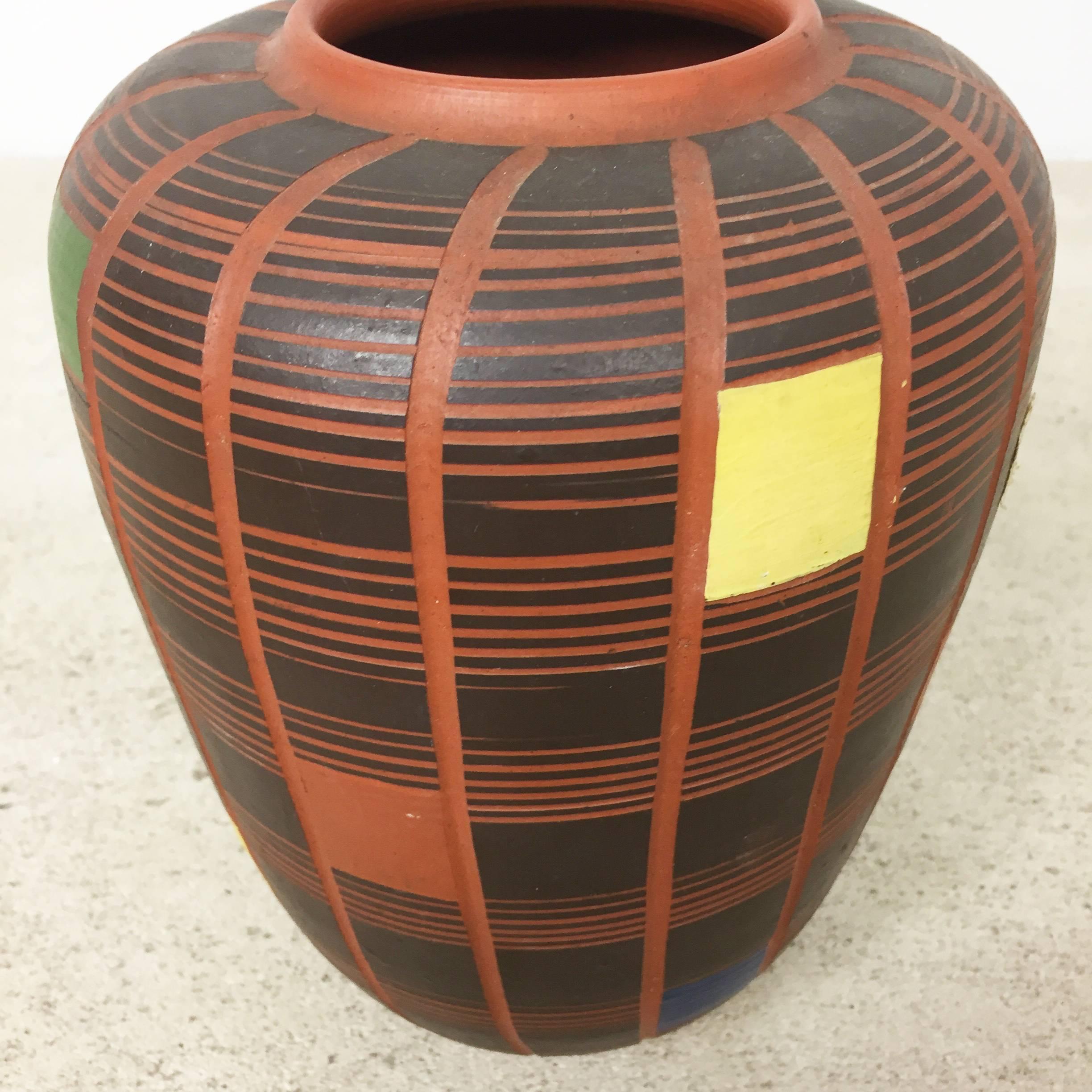 Vintage 1960s Cubic Ceramic Pottery Vase by Hükli Ceramic, Germany In Good Condition In Kirchlengern, DE