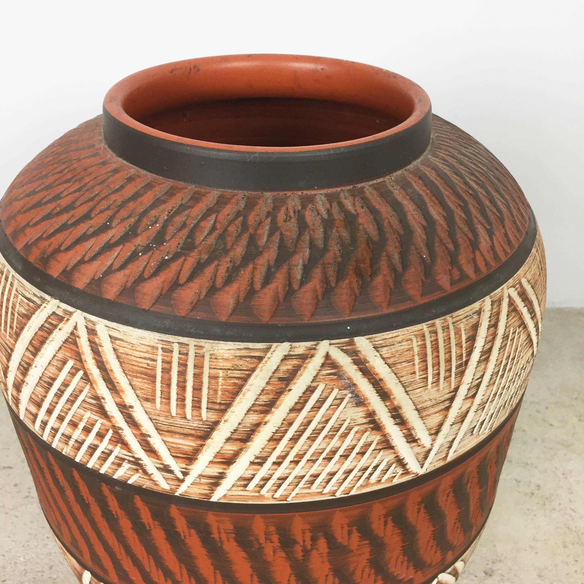 xxl 40cm Vintage 1960s Ceramic Pottery Floor Vase by AKRU Ceramic Germany, 1960s In Good Condition In Kirchlengern, DE