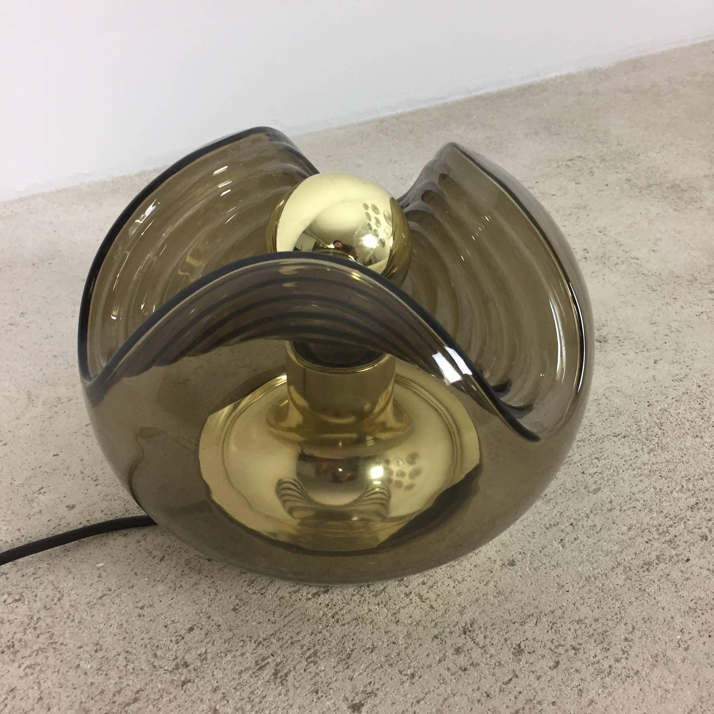 70s WAVE Table Light by Koch and Lowy for Peill and Putzler, Germany Dark Green In Good Condition In Kirchlengern, DE