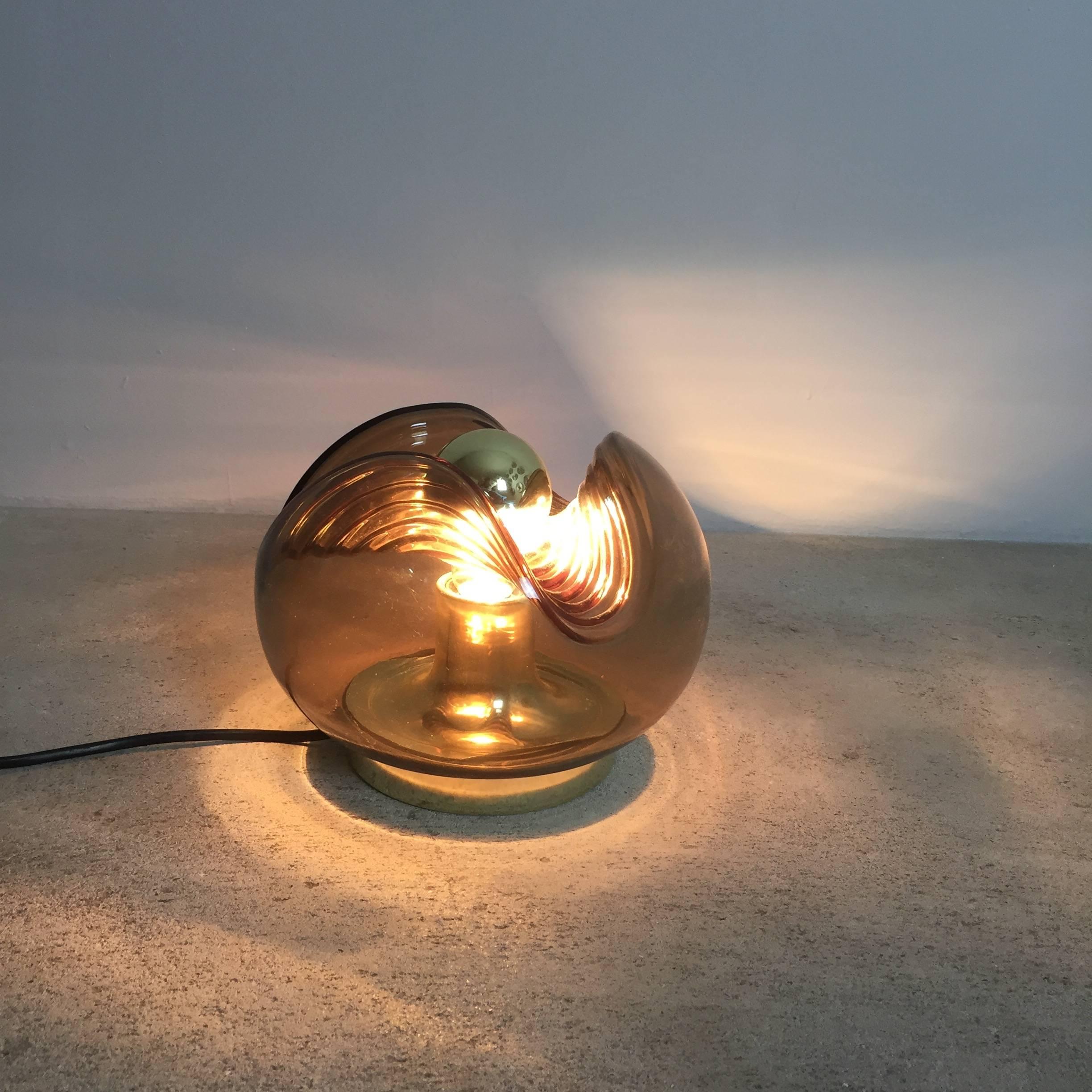 70s WAVE Table Light by Koch and Lowy for Peill and Putzler, Germany Dark Green 4