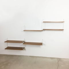 Vintage Walnut String Wall Unit Nisse Strinning String Design Ab, Sweden, 1960s