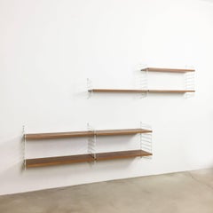 Vintage Teak String Wall Unit Nisse Strinning String Design Ab, Sweden, 1960s