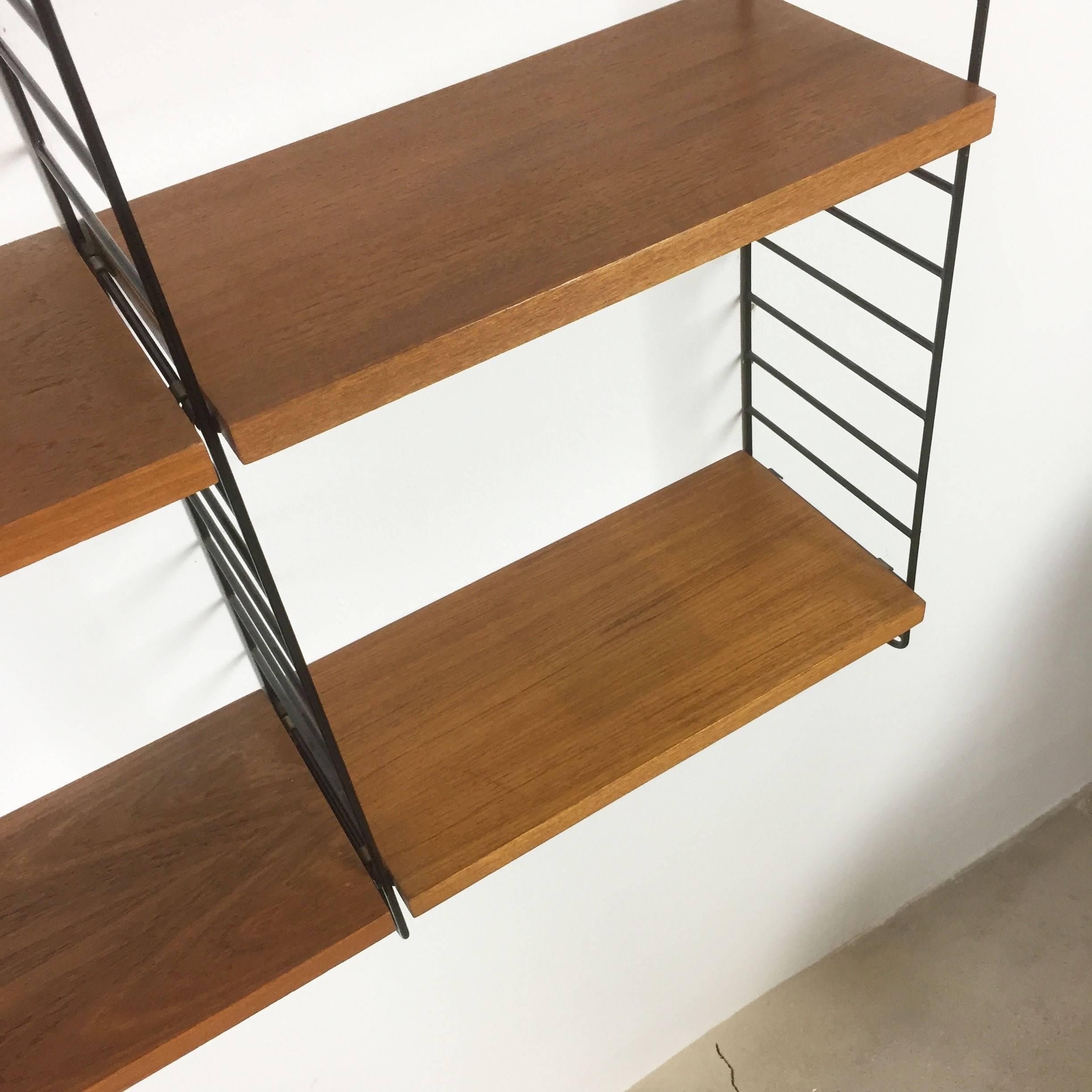 Swedish Vintage Teak String Wall Unit Nisse Strinning String Design Ab, Sweden, 1960s