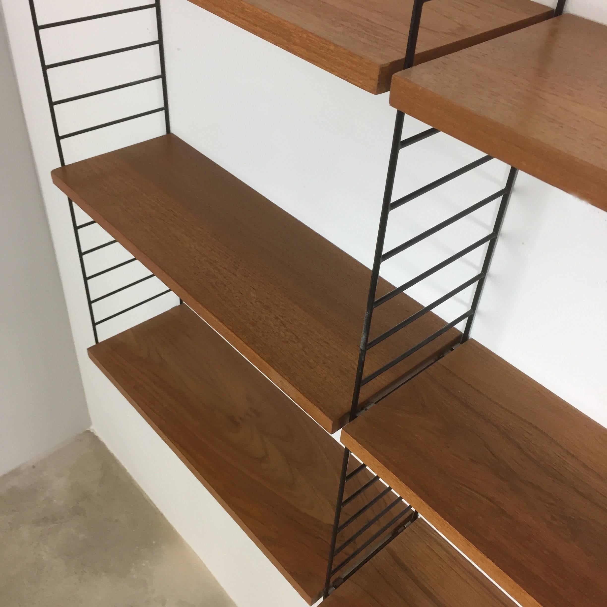 Vintage Teak String Wall Unit Nisse Strinning String Design Ab, Sweden, 1960s 1