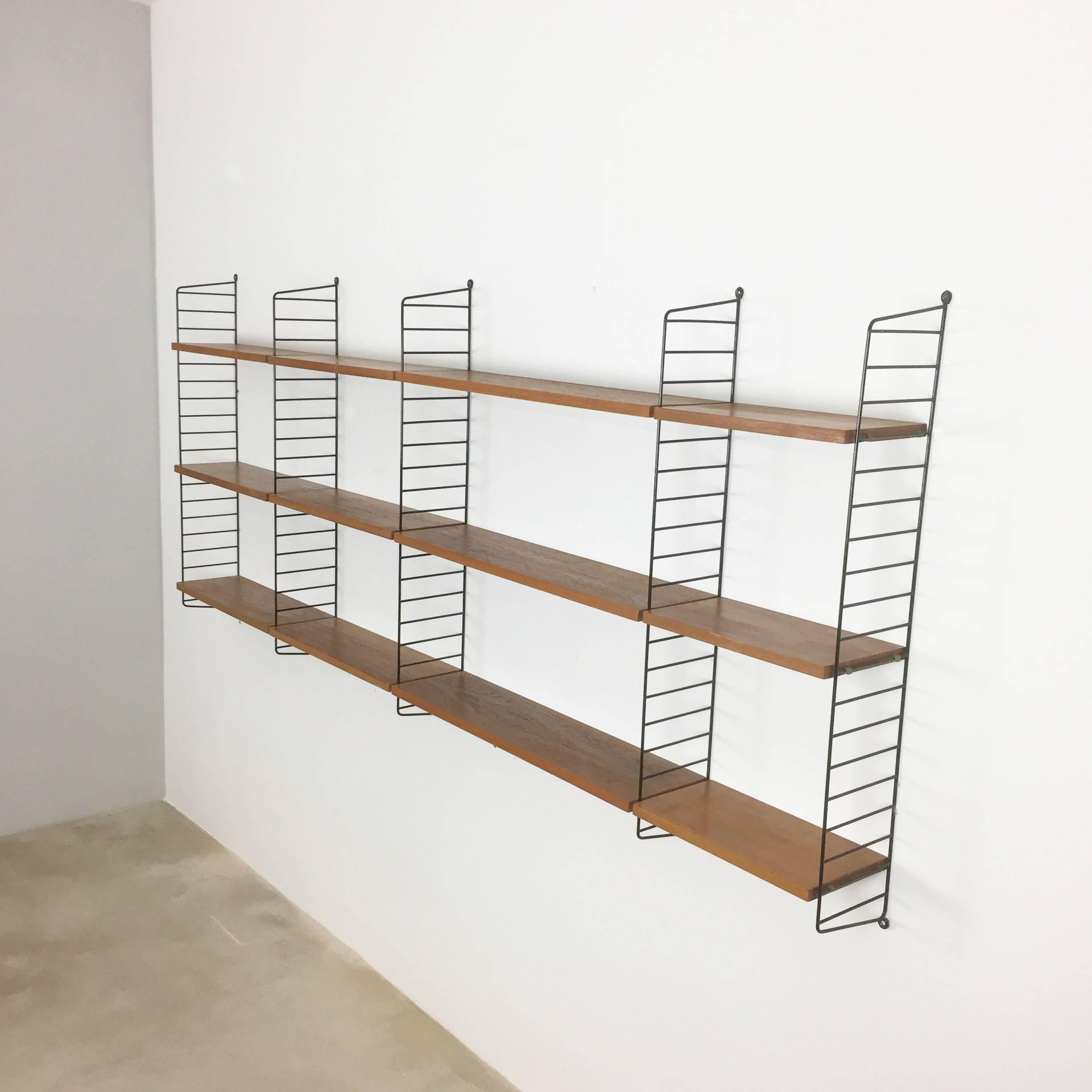 Vintage Teak String Wall Unit Nisse Strinning String Design Ab, Sweden, 1960s 3