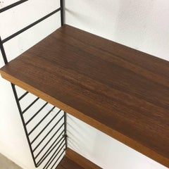 1960s Walnut String Wall Unit and Desktop Nisse Strinning Made in Sweden