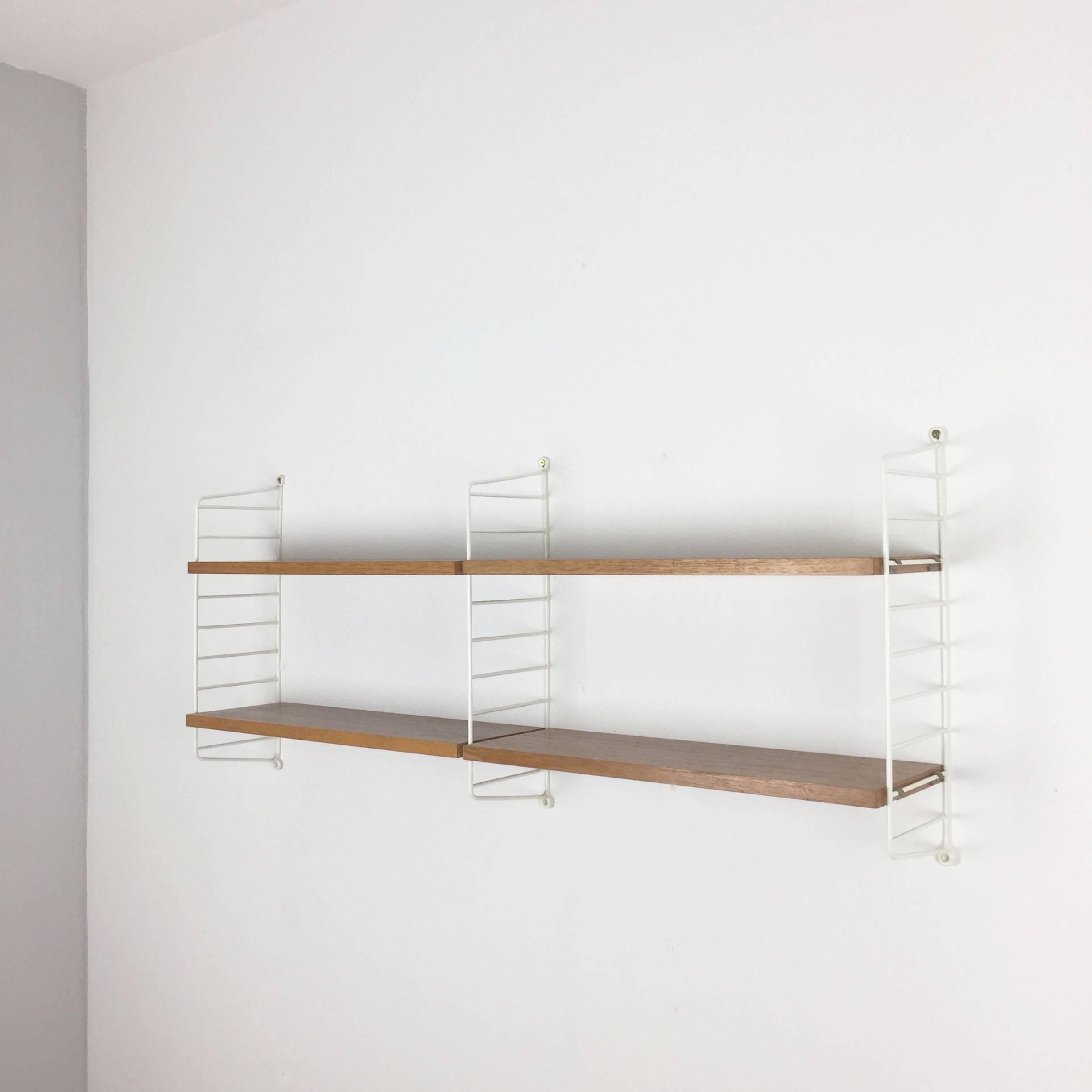Vintage Teak String Wall Unit Nisse Strinning String Design Ab, Sweden, 1960s In Good Condition In Kirchlengern, DE