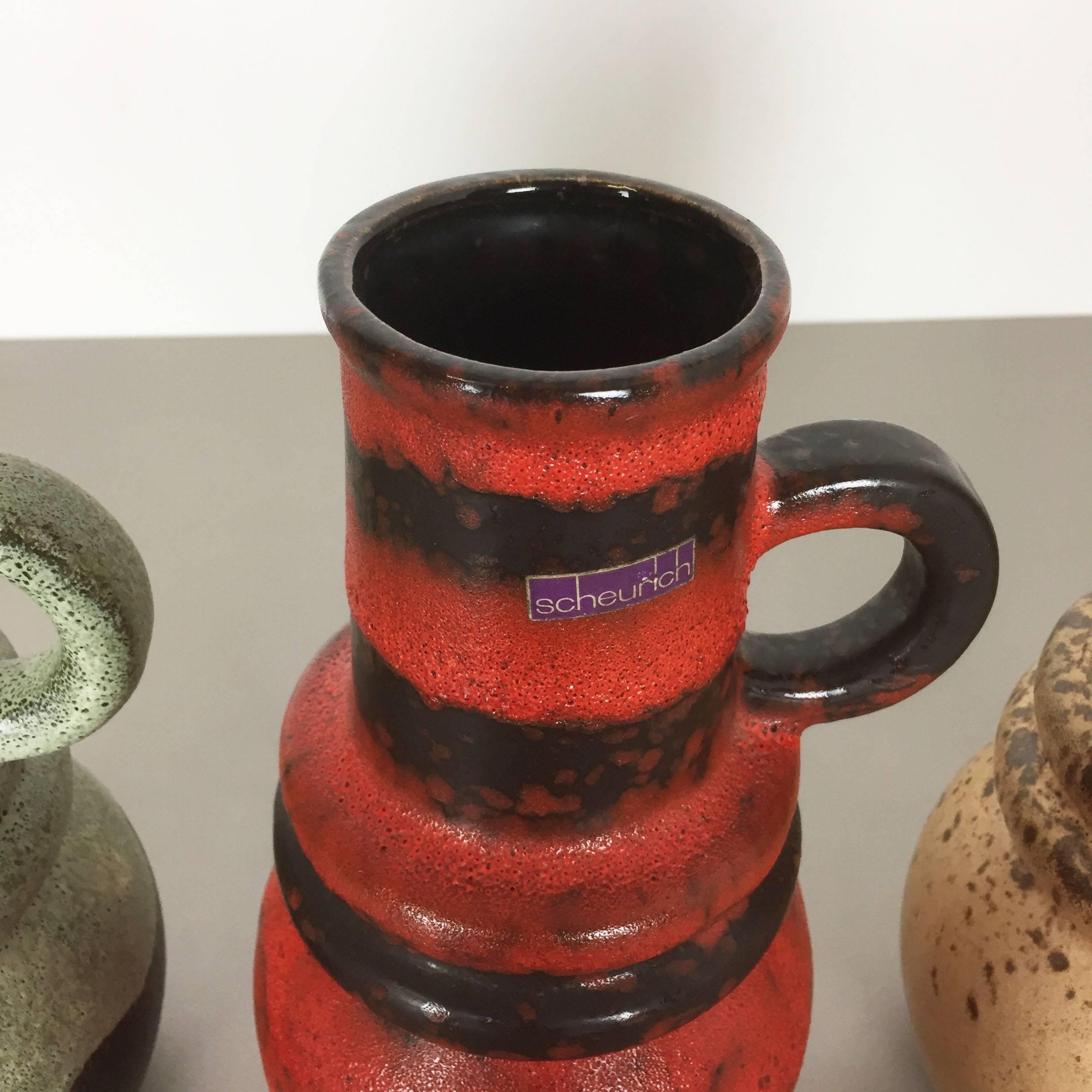 Ceramic Set of Three 1970s Pottery Fat Lava 