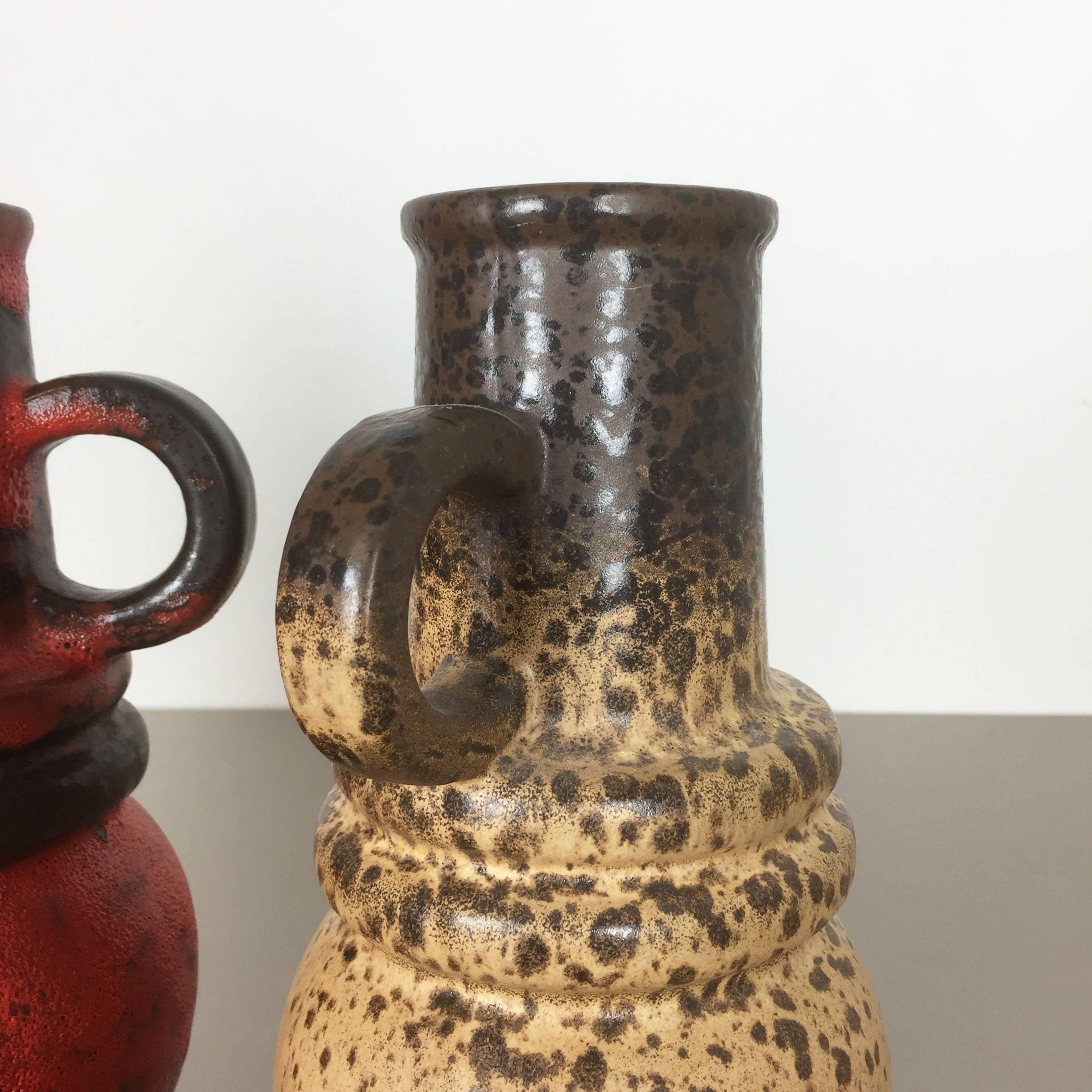 Set of Three 1970s Pottery Fat Lava 