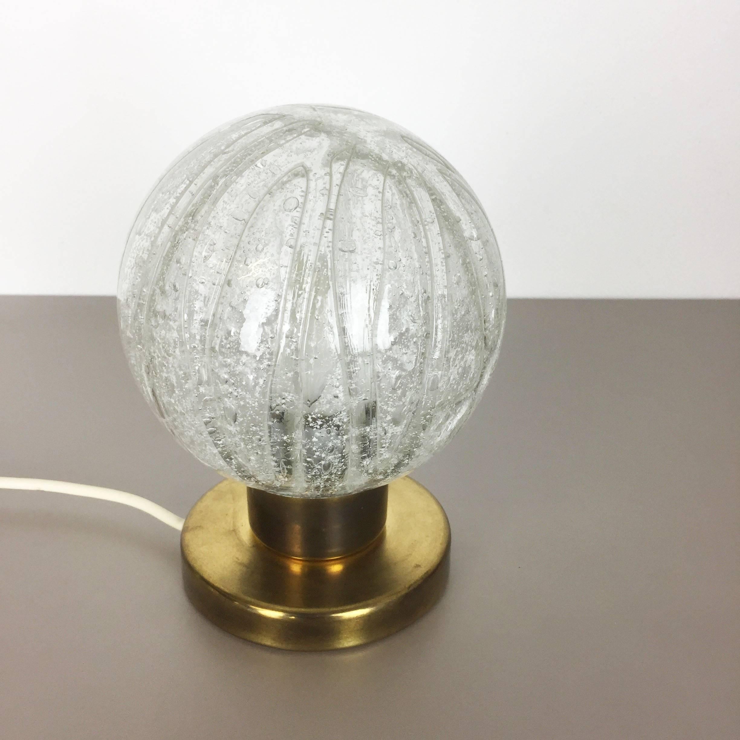 Mid-Century Modern Modernist Glass and Brass Table Light by Doria Lights, 1960s, Germany Nr. 1