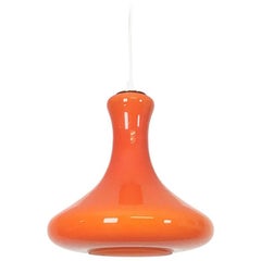 Vintage 1960s Orange Glass Pendant Light, Hans-Agne Jakobsson, Markaryd, Sweden