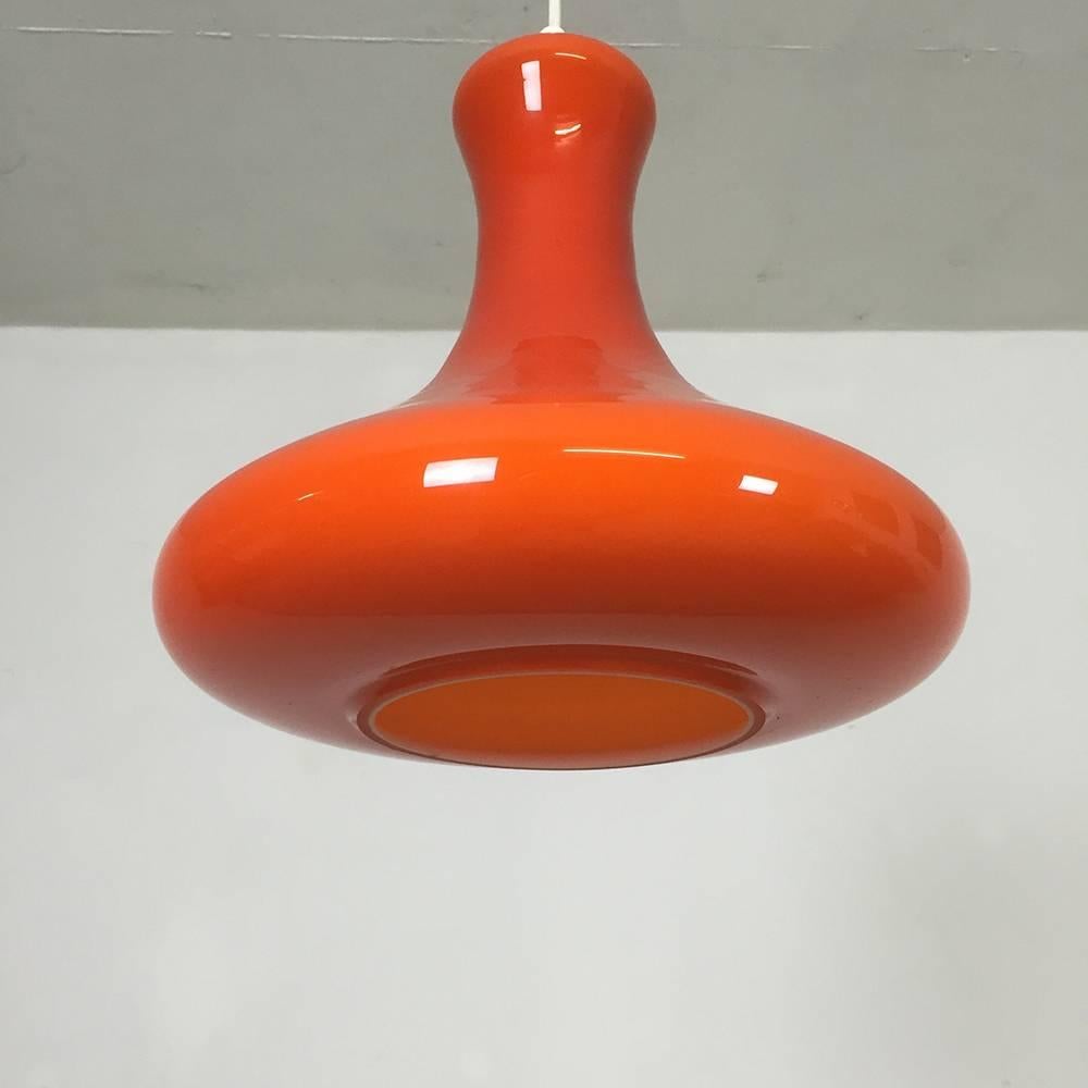 Mid-Century Modern Vintage 1960s Orange Glass Pendant Light, Hans-Agne Jakobsson, Markaryd, Sweden