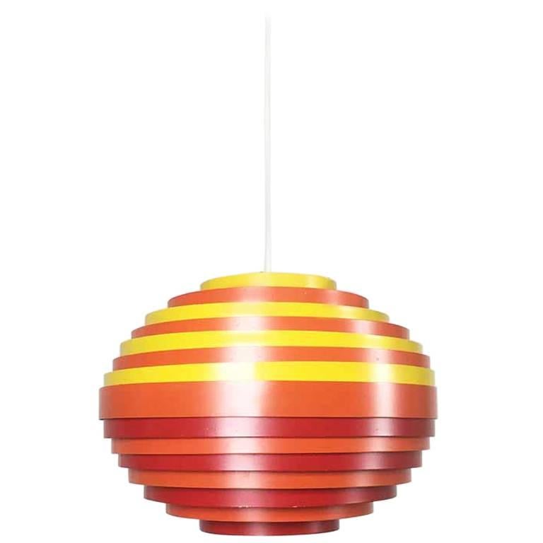 Extra Large Austrian Metal Hanging Lamp with Multicolored Shade from Vest, 1960s