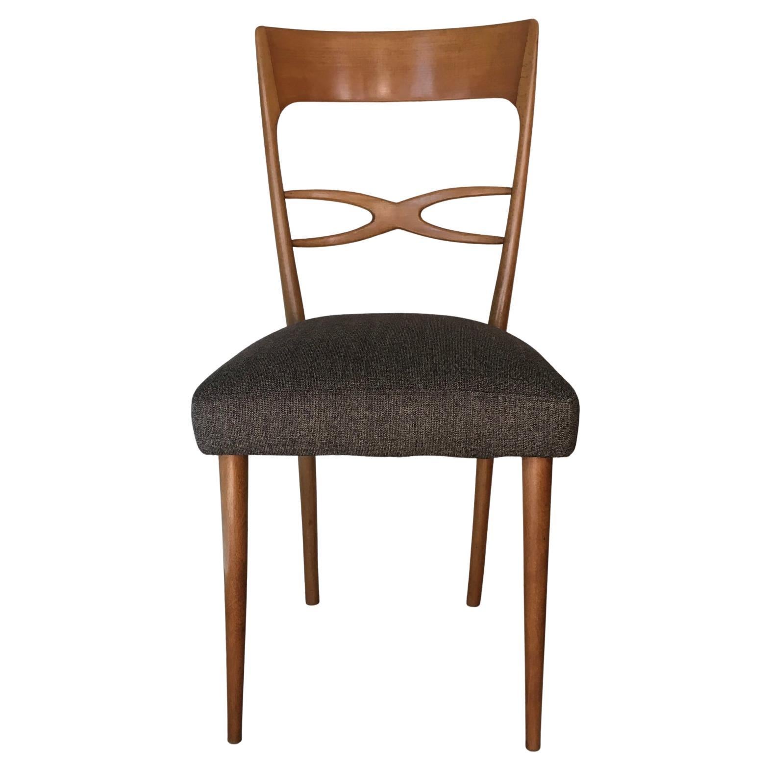 Mid-Century Modern 6 blond wood midcentury Italian dining chairs, 1950s, attrib. to Melchiorre Bega