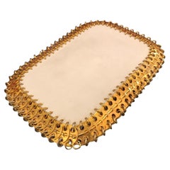 Paco Rabanne, 1960s Space Age White Leather & brass Discs clutch bag, Labels