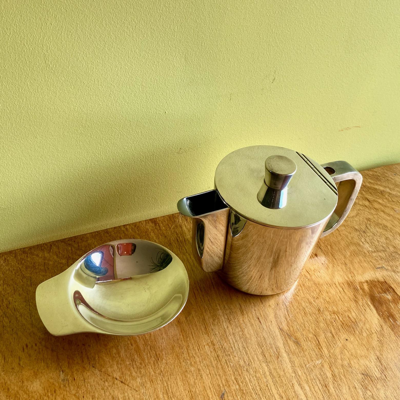 Mid-Century Gio Ponti Silver Plated Coffee Pot and tiny Dish for Arthur Krupp 9
