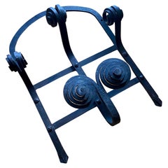 Vintage Art Deco Nouveau black finished wrought iron coat rack, Europe, 1900 - 1930