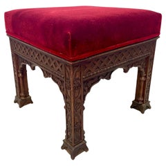 intricate victorian, arts and crafts moorish style stool, possibly Liberty