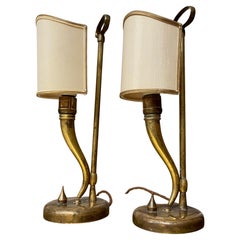 Paar Messing-Tischlampen aus den 1940er / 50er Jahren, die Gio Ponti und Emilio Lancia zugeschrieben werden