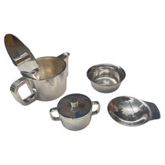 Mid-Century Gio Ponti Silver Plated Set, tea Pot, sugar and bowl, for A. Krupp