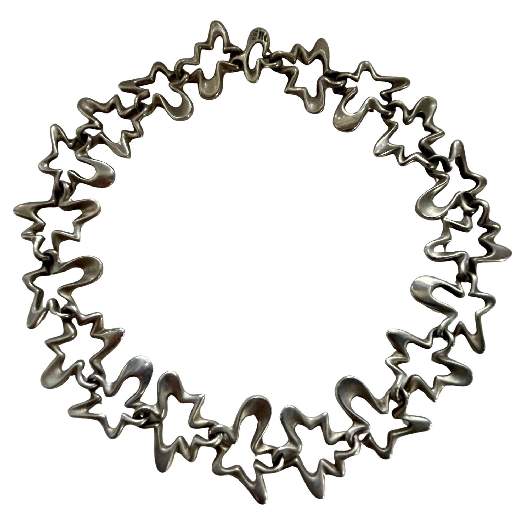 Georg Jensen, a Mid-Century Silver "Splash" Necklace by Henning Koppel, Denmark en venta