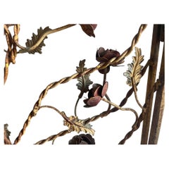 Italian mid-century lacquered distressed iron and Tole indoors or garden screen