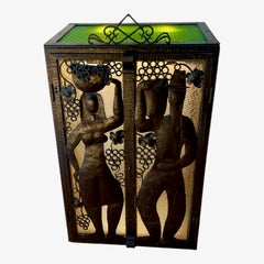 Rare 1930s/50's Art Deco Illuminated Wrought-Iron Drinks Cabinet
