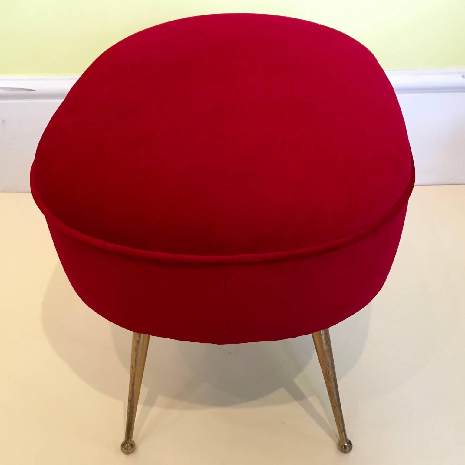 1950s Italian Stools in Red, Pair In Good Condition In London, GB