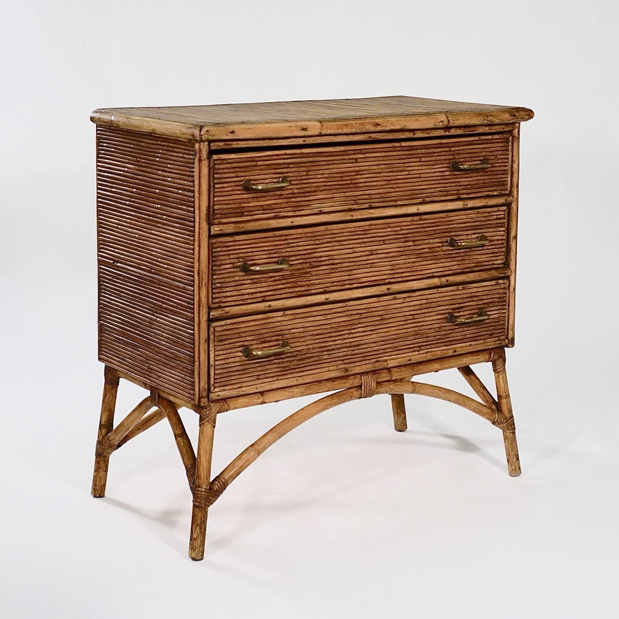 French Provincial Bamboo and Cane-Clad Chest of Drawers