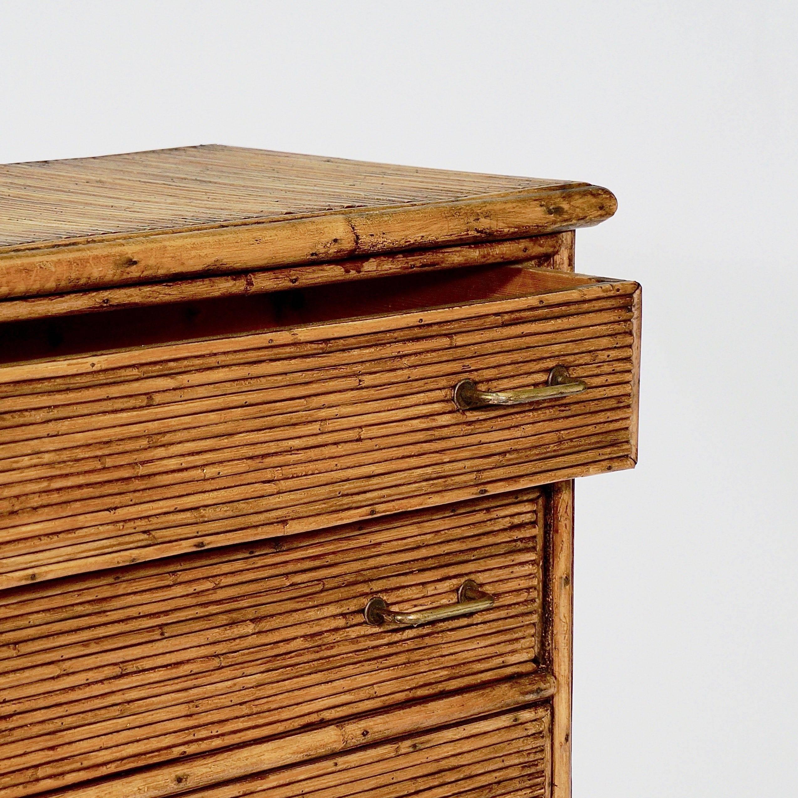 French Bamboo and Cane-Clad Chest of Drawers