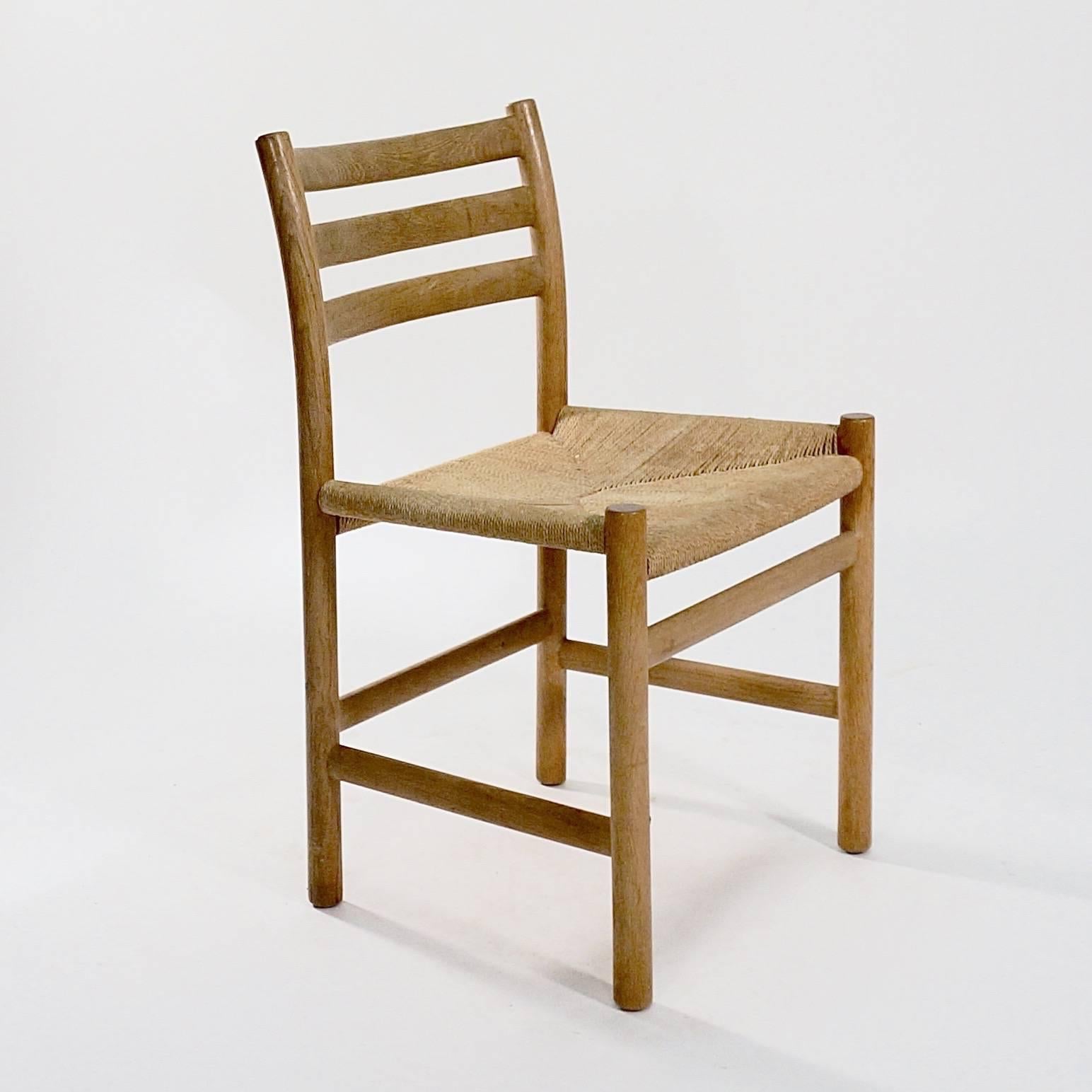 Scandinavian Modern Set of Four Oak Ladderback Dining Chairs by Poul Volther